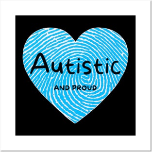 Autistic And Proud Blue Fingerprint Posters and Art